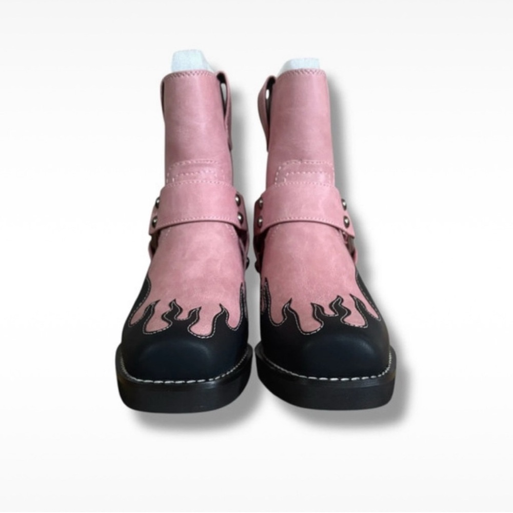 DollsKill | Current Mood NWOB Cyber Y2K Flame Moto Biker Goth Grunge Boots - Picture 4 of 8